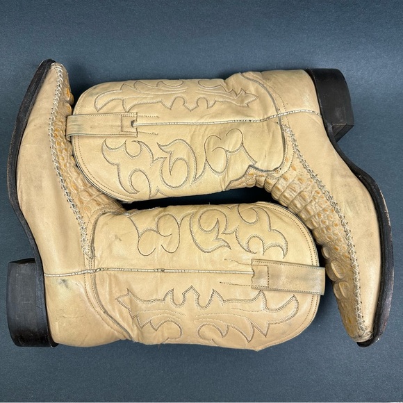 El Patron Don Julio Alligator Print Cowboy Boots Tan Beige Size Mens 27.5 US 8.5 - Picture 9 of 12